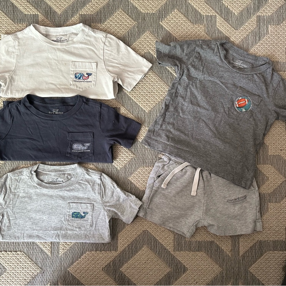 Vineyard Vines Kids Shirts & Shorts Set - White, Gray, Navy